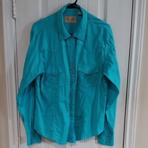 Scully Bright Turquoise Pearl Snap Western Shirt